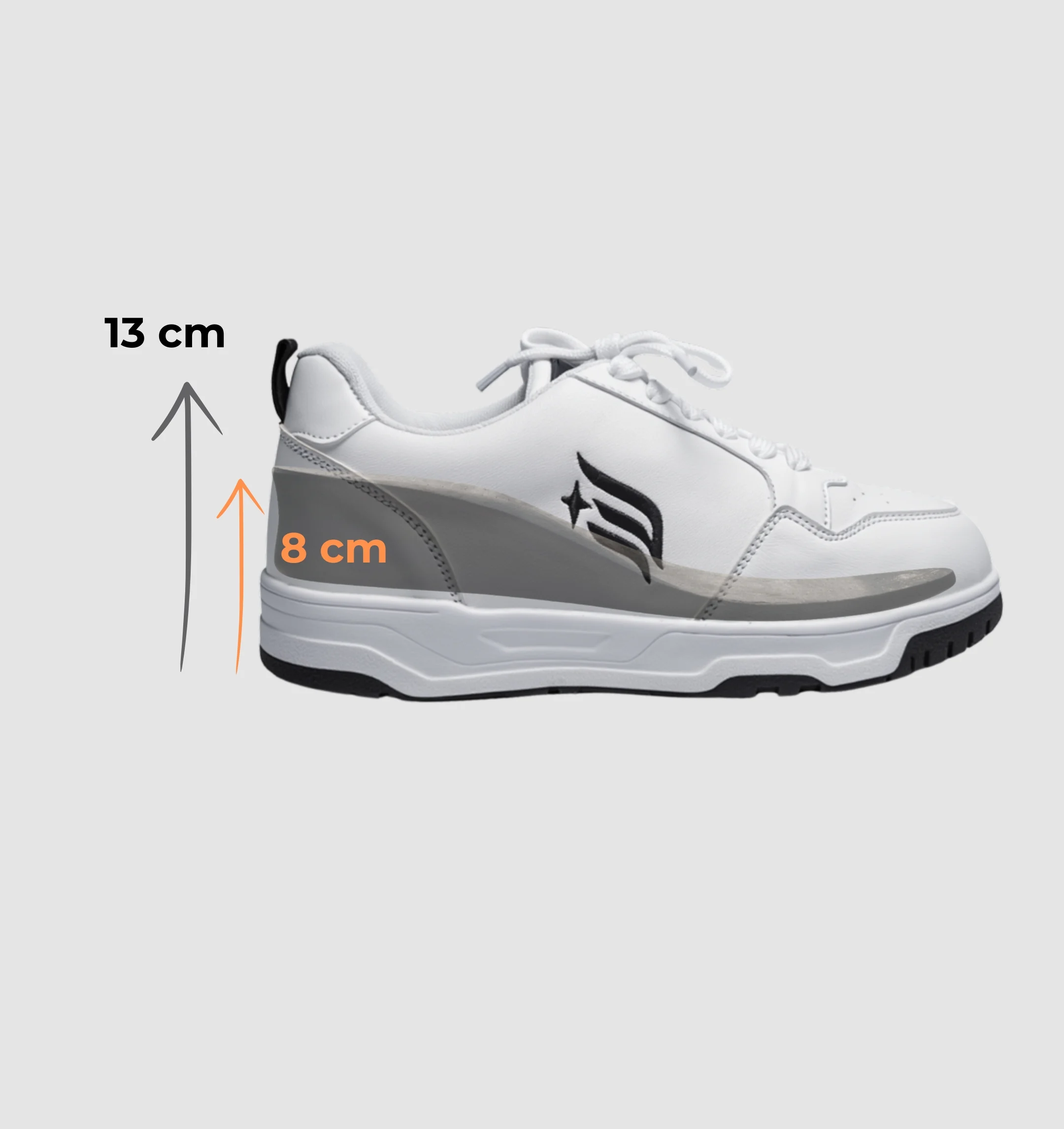 Top view of elevator sneakers for men with breathable upper and modern style
