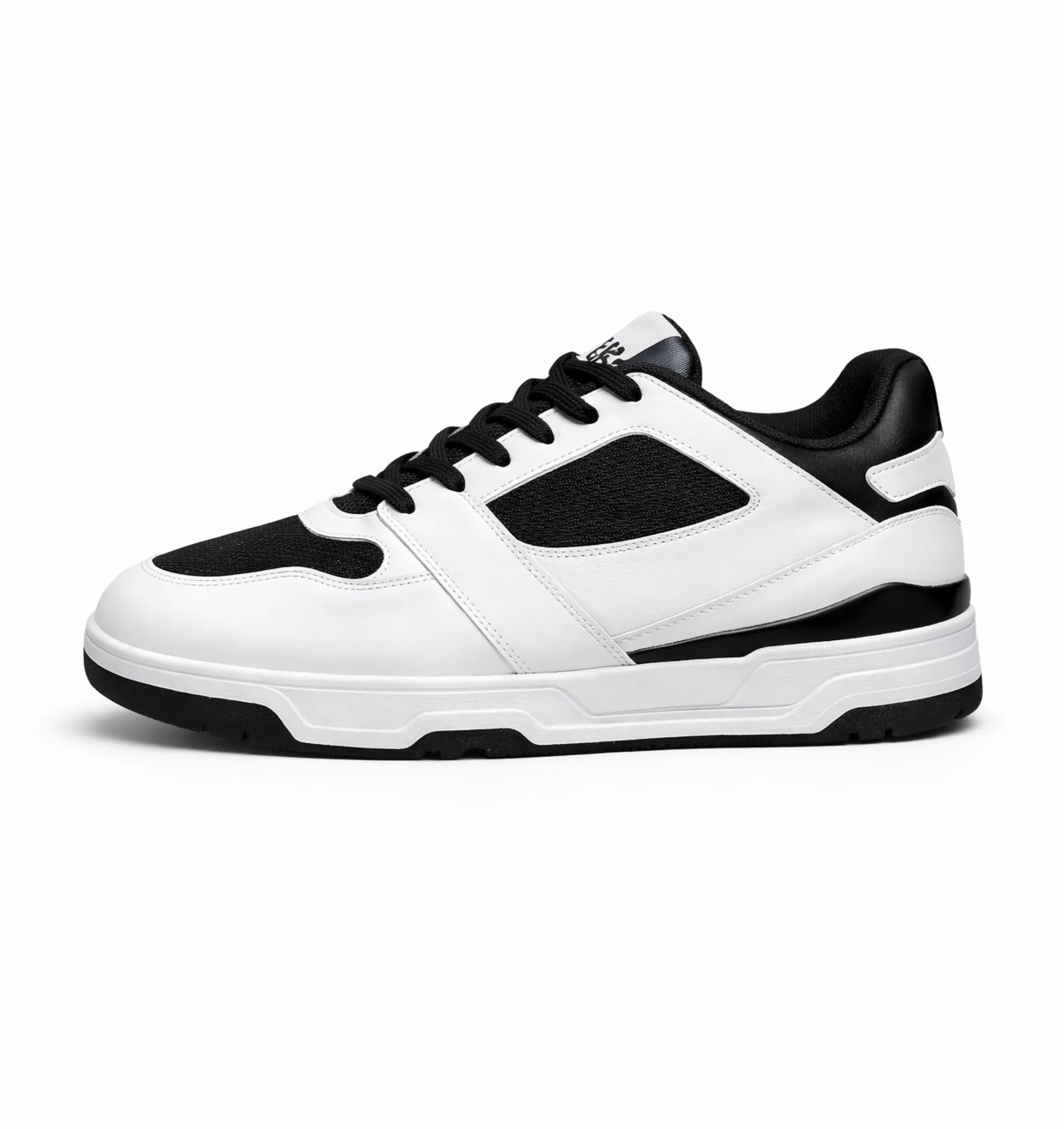 Back view of height increasing shoes with hidden lift structure and support